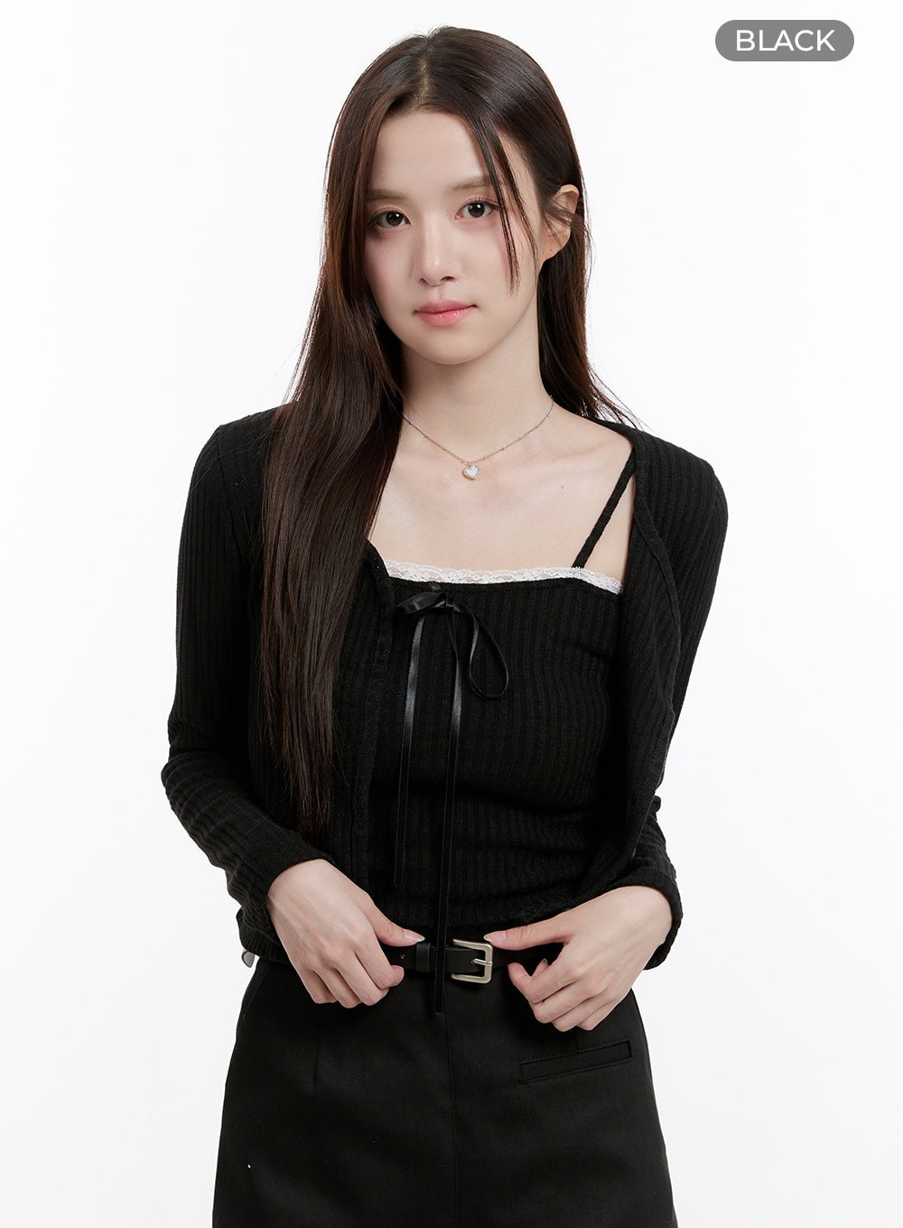 Ribboned Cami Top and Cardigan Set OG428