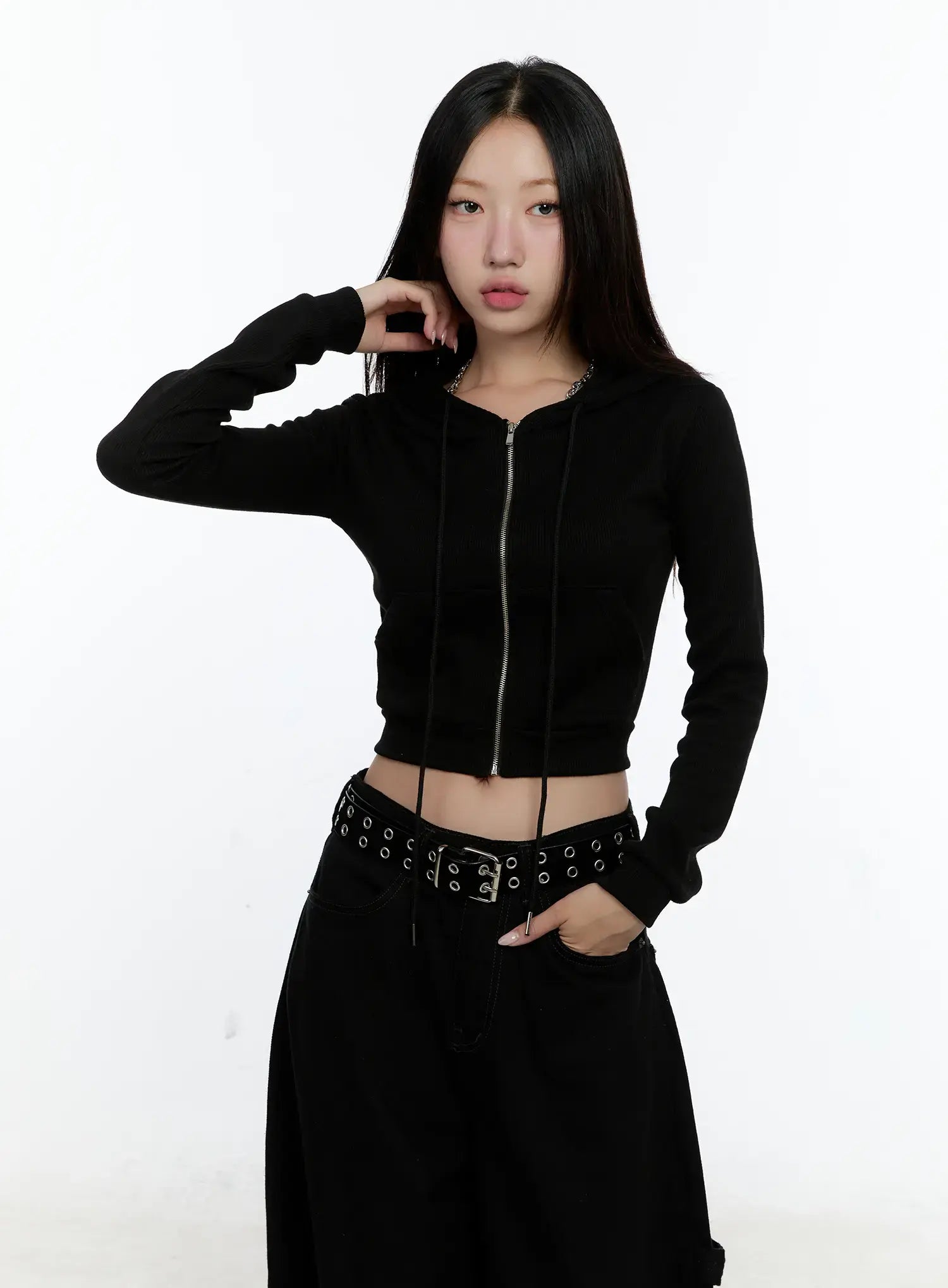 Casual Ribbed Crop Hoodie CS504