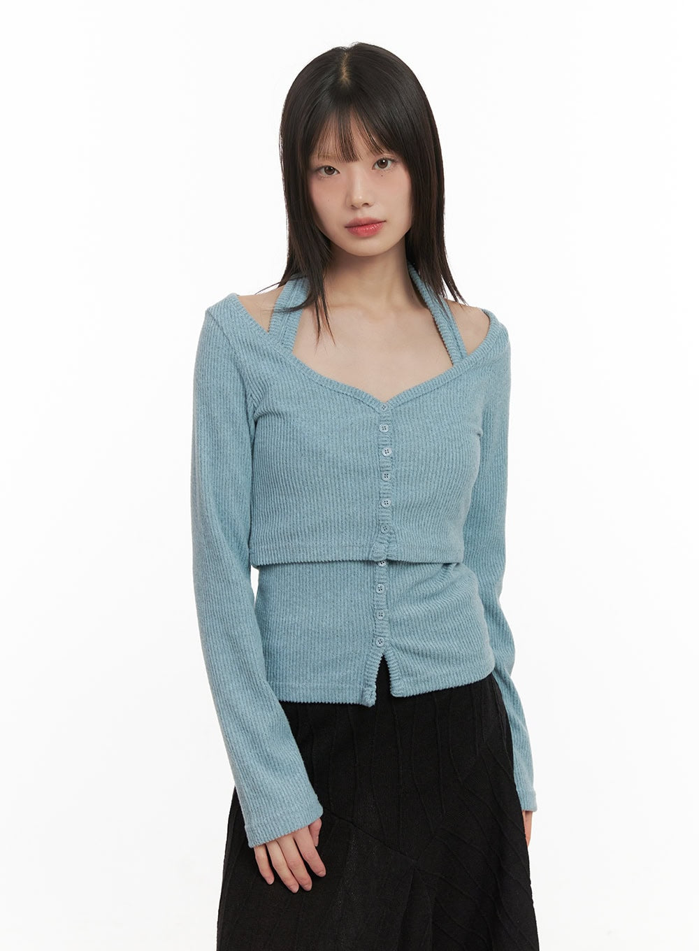 Halter Neck Buttoned Cardigan CD430