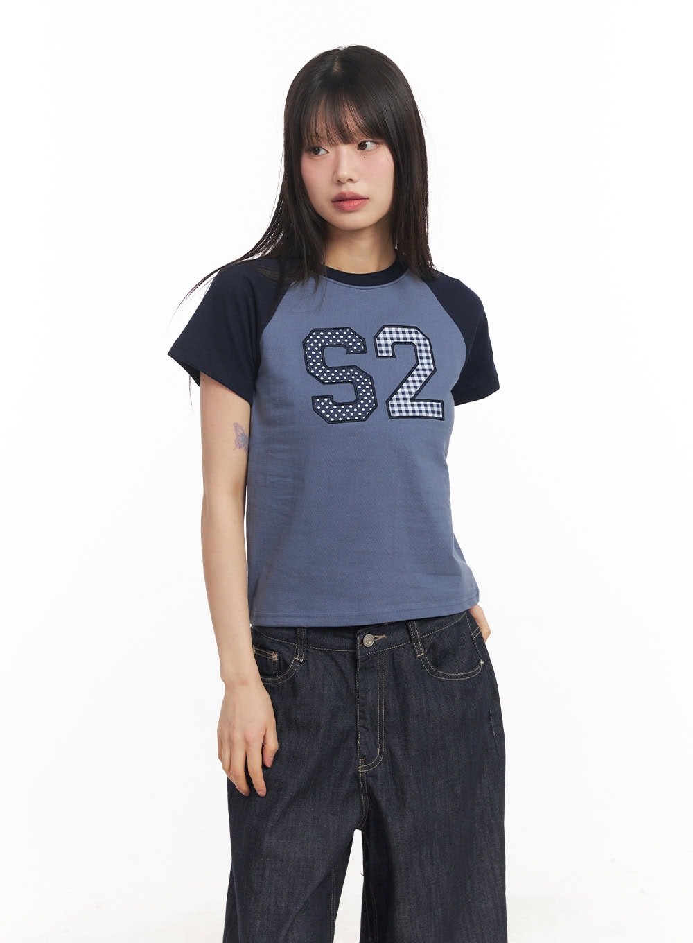 Check Embroidered Crop Top CA522