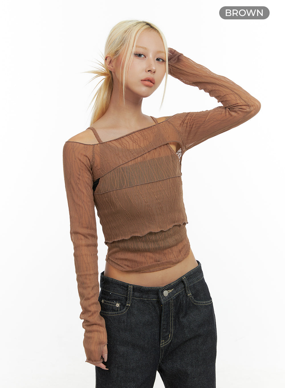 Sheer Bliss Off Shoulder Crop Top CO415