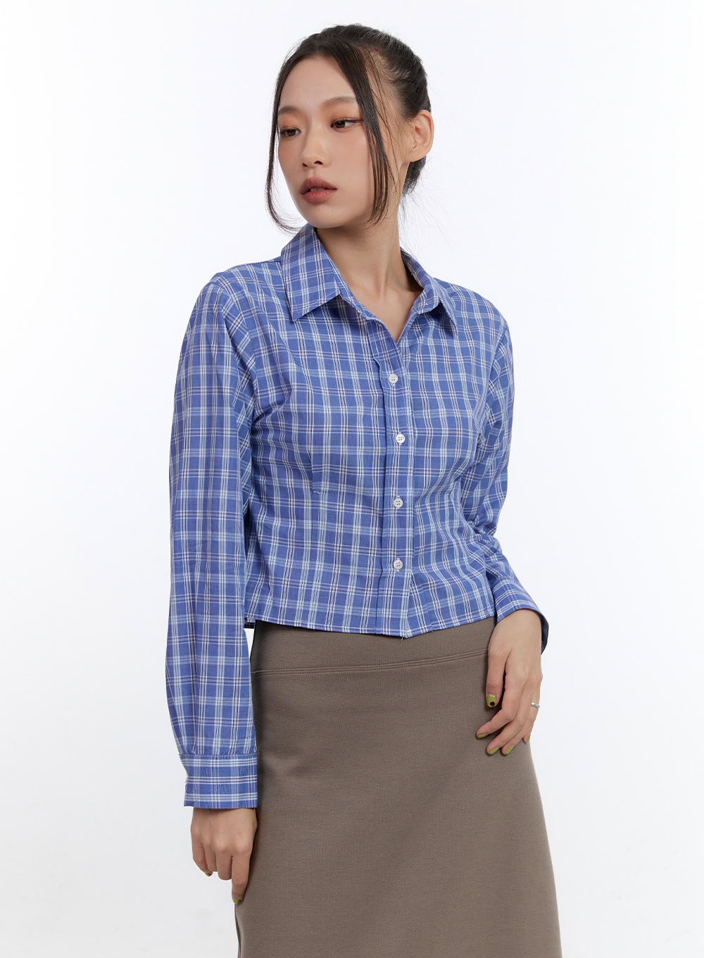 Cotton Pintuck Crop Shirt CN401