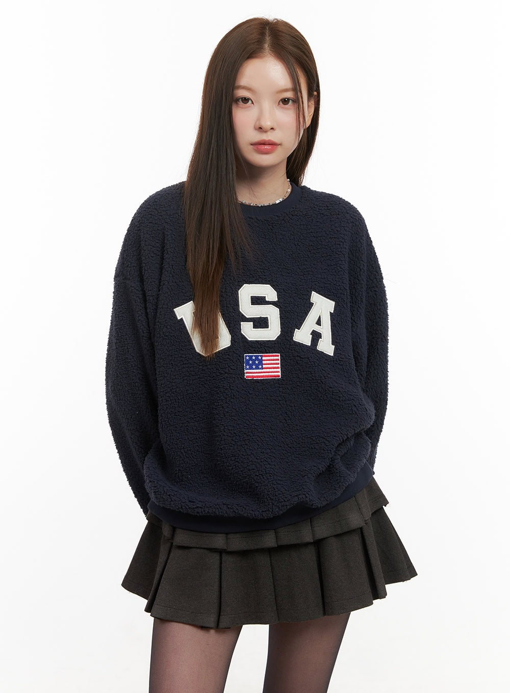 Polyester Embroidered Loose Fit Hoodie OD417