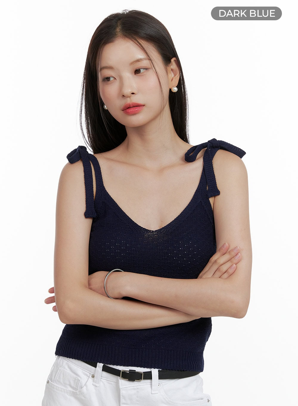 Ribbon Strap Sleeveless Knit Top OL411