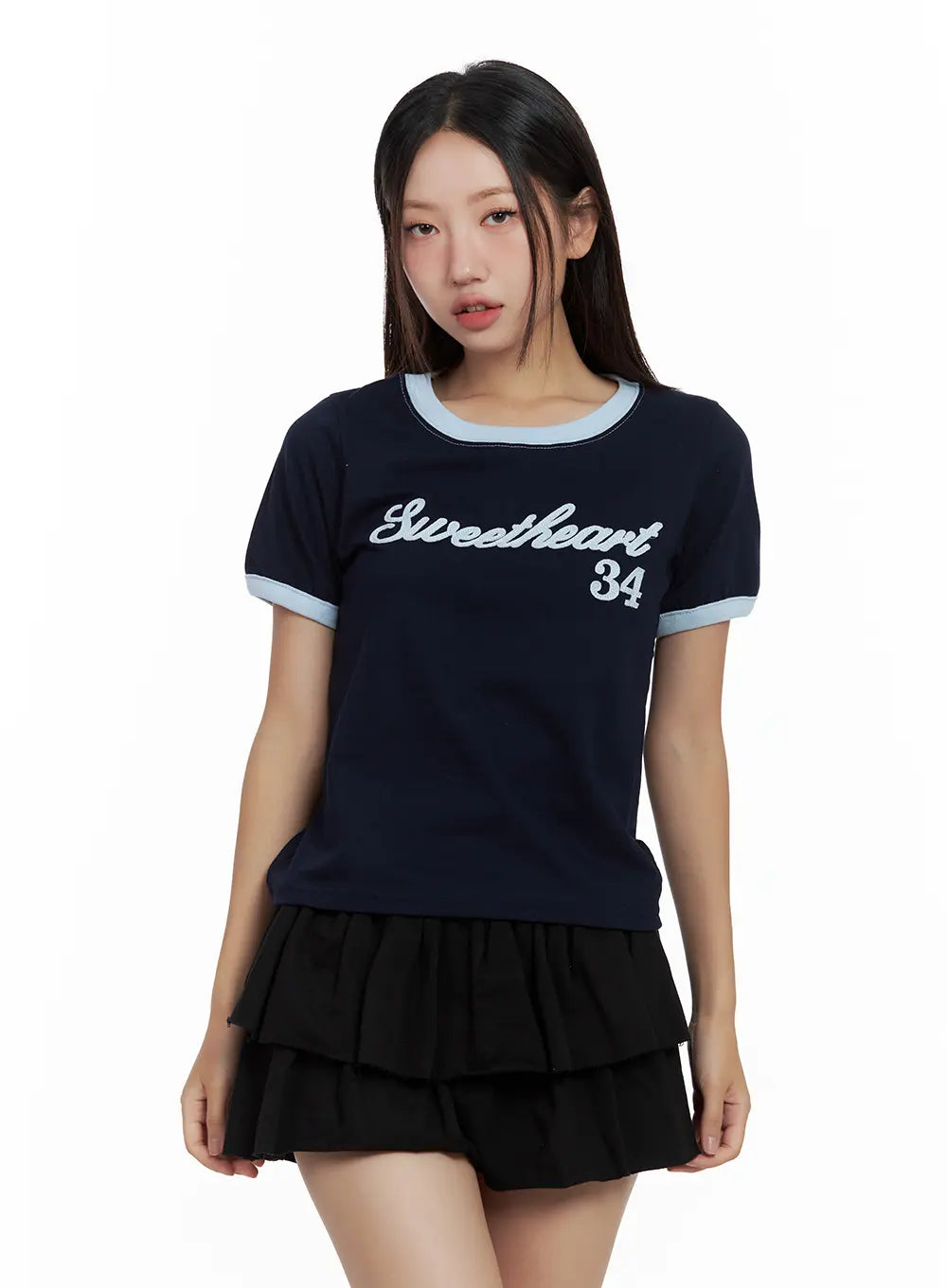 Contrast Text Cropped Tee CL508