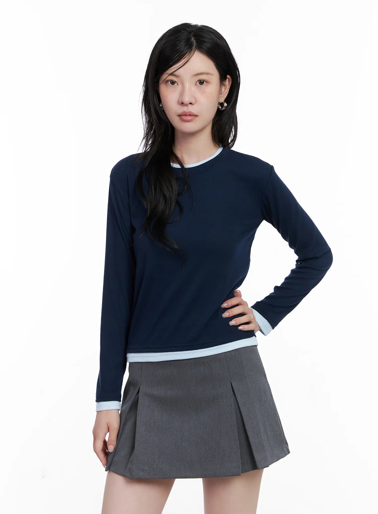 Two-Tone Long Sleeve Top CS529