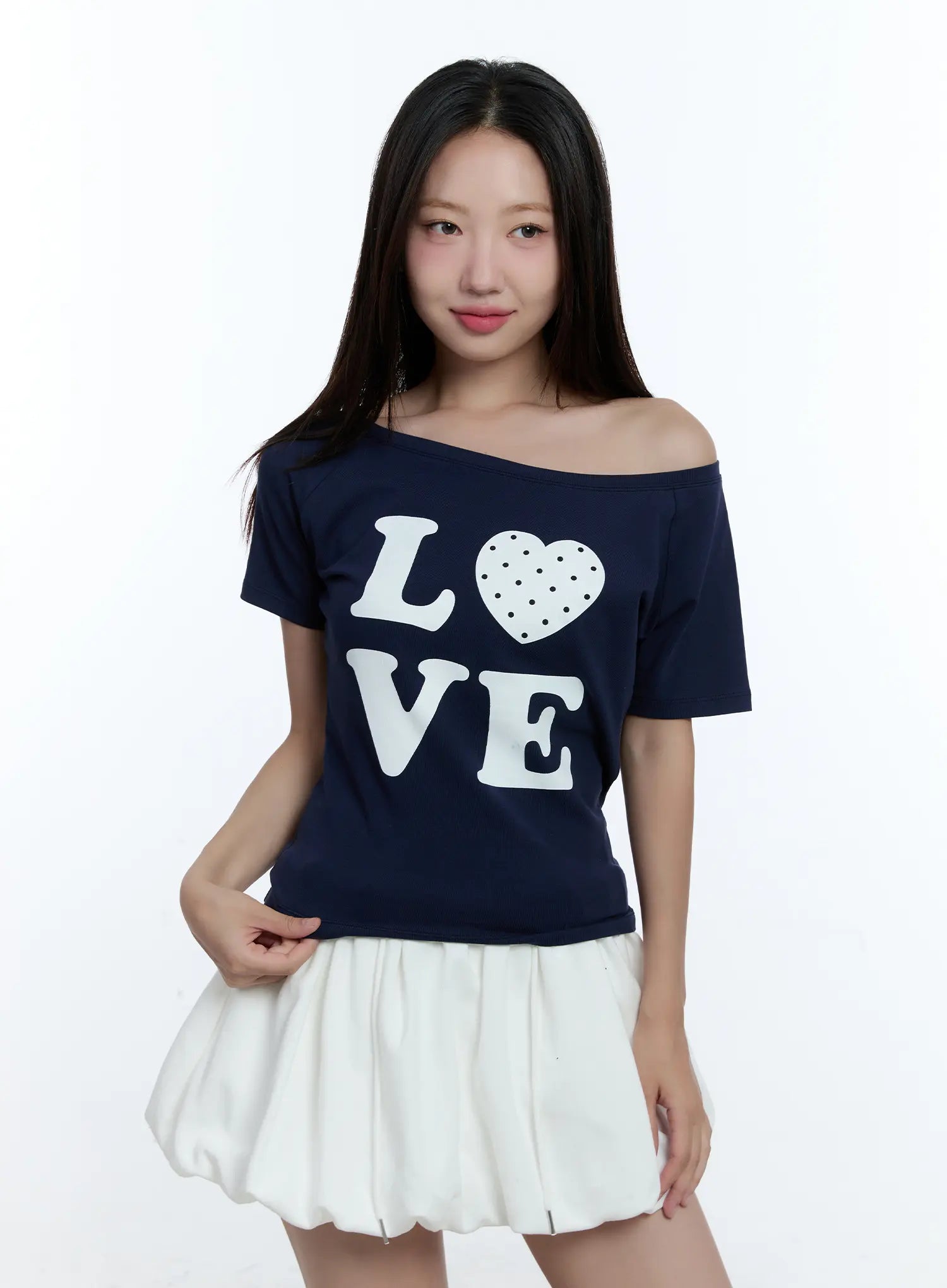 Love One-Shoulder Graphic Tee CU526