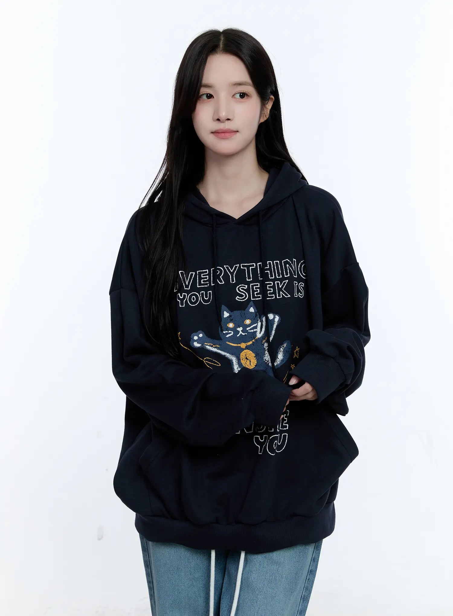 Oversized Kitty Graphic Hoodie CG513
