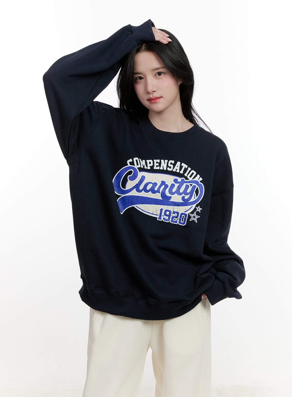 Oversized Long Sleeve Graphic Sweatshirt CF528