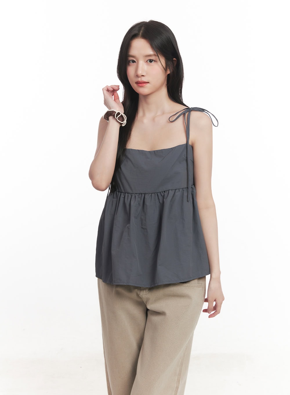 Flare Square-Neck Ribbon Cami Top CA511