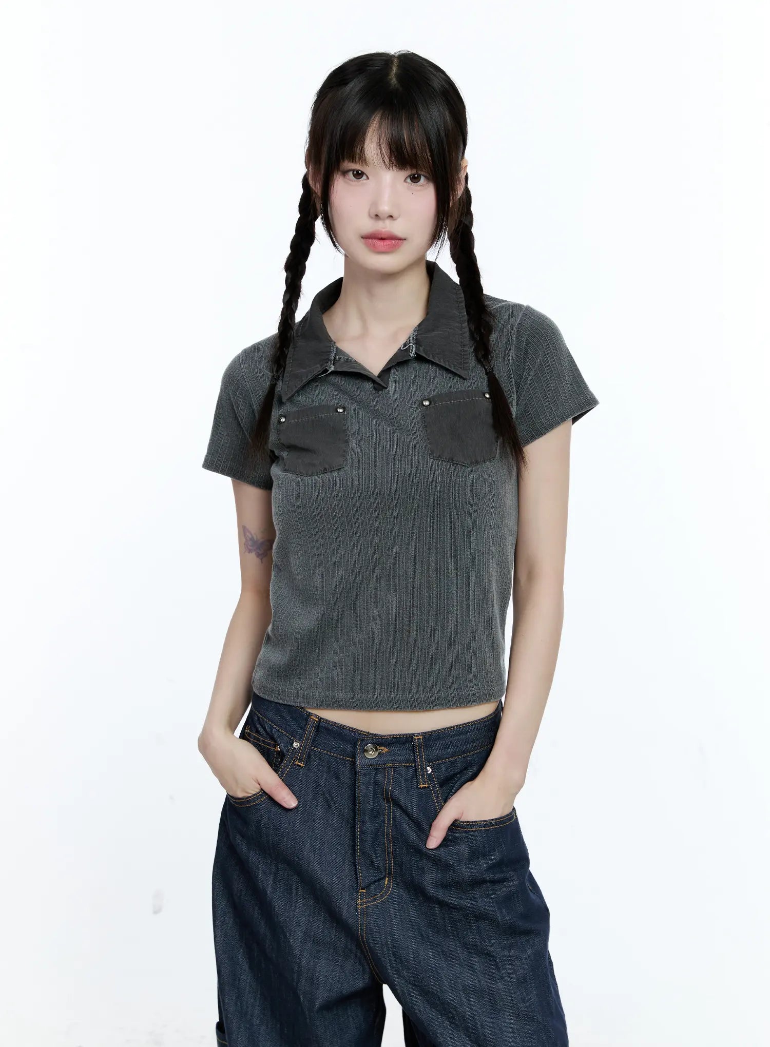 Studded Pocket Collared Tee CG511