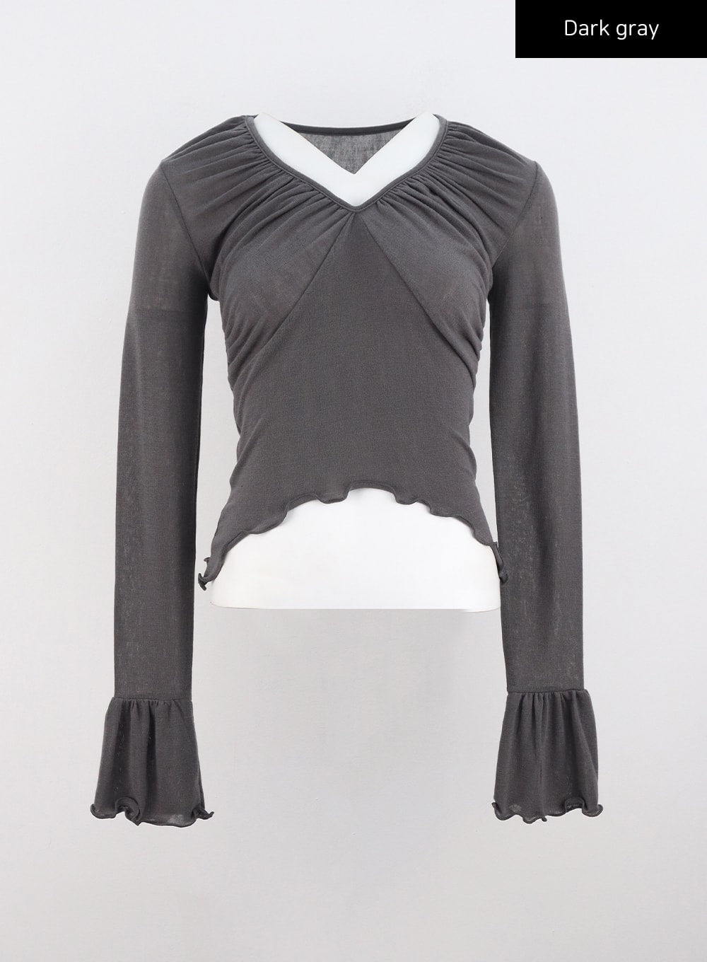 Mesh V-Neck Shirred Crop Top CO327