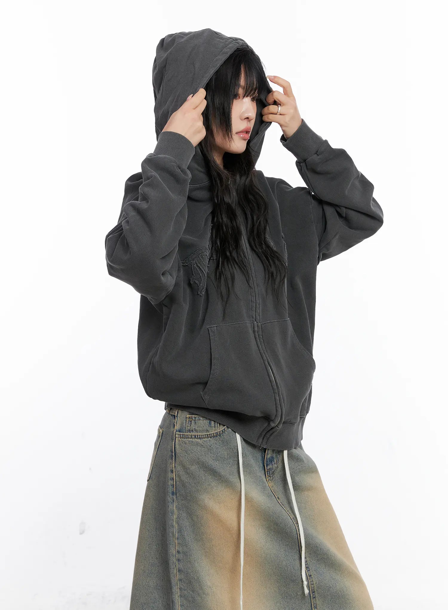 Oversized Cotton Zip-Up Hoodie CS524