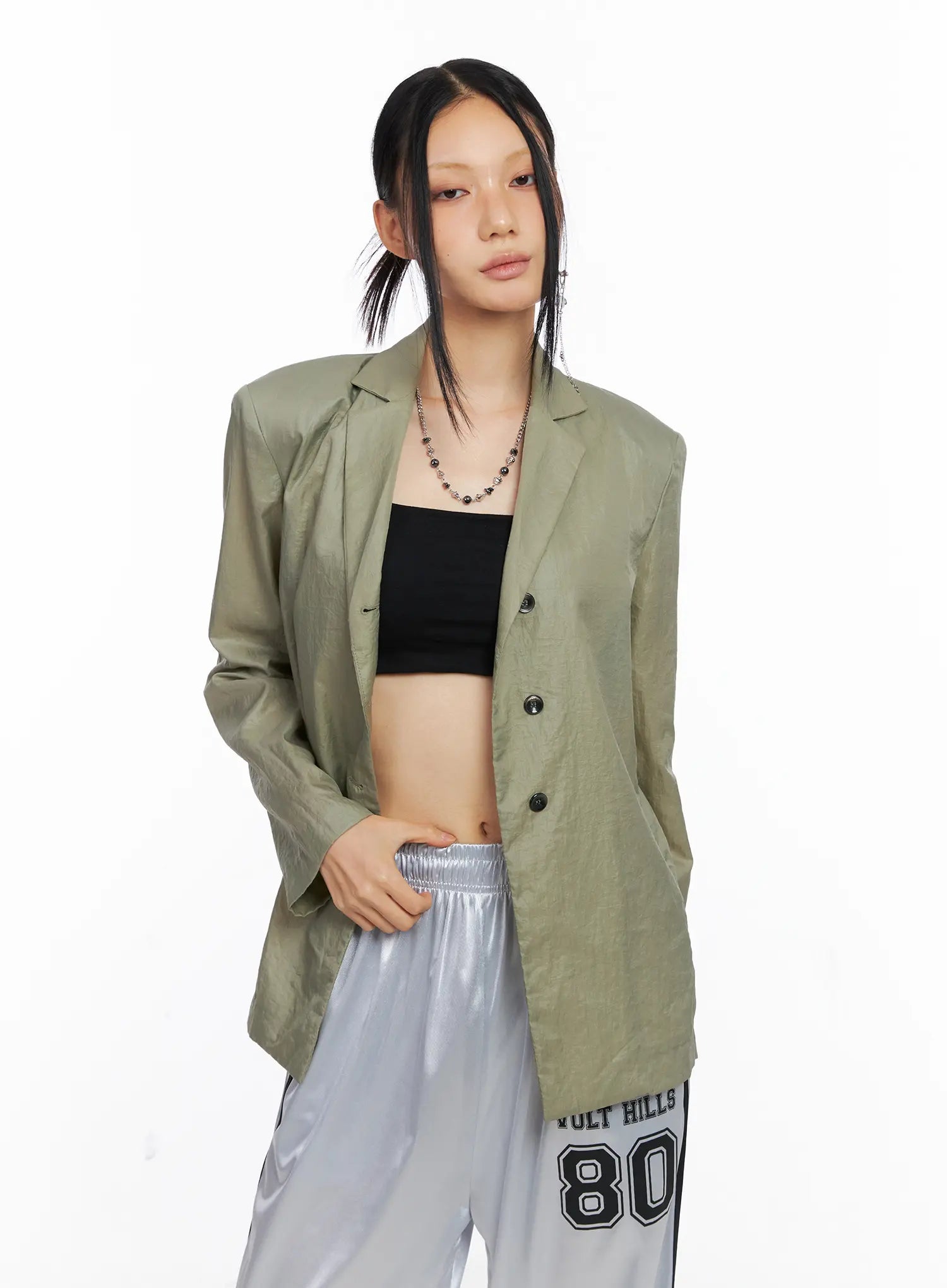 Black Nylon Slim Fit Jacket CS511