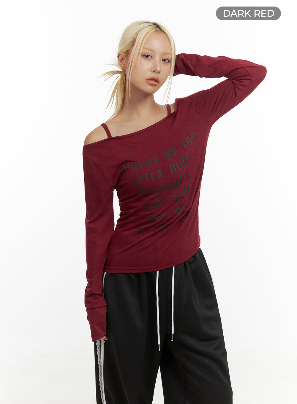 Chic Off Shoulder Letter Print Top  CO415