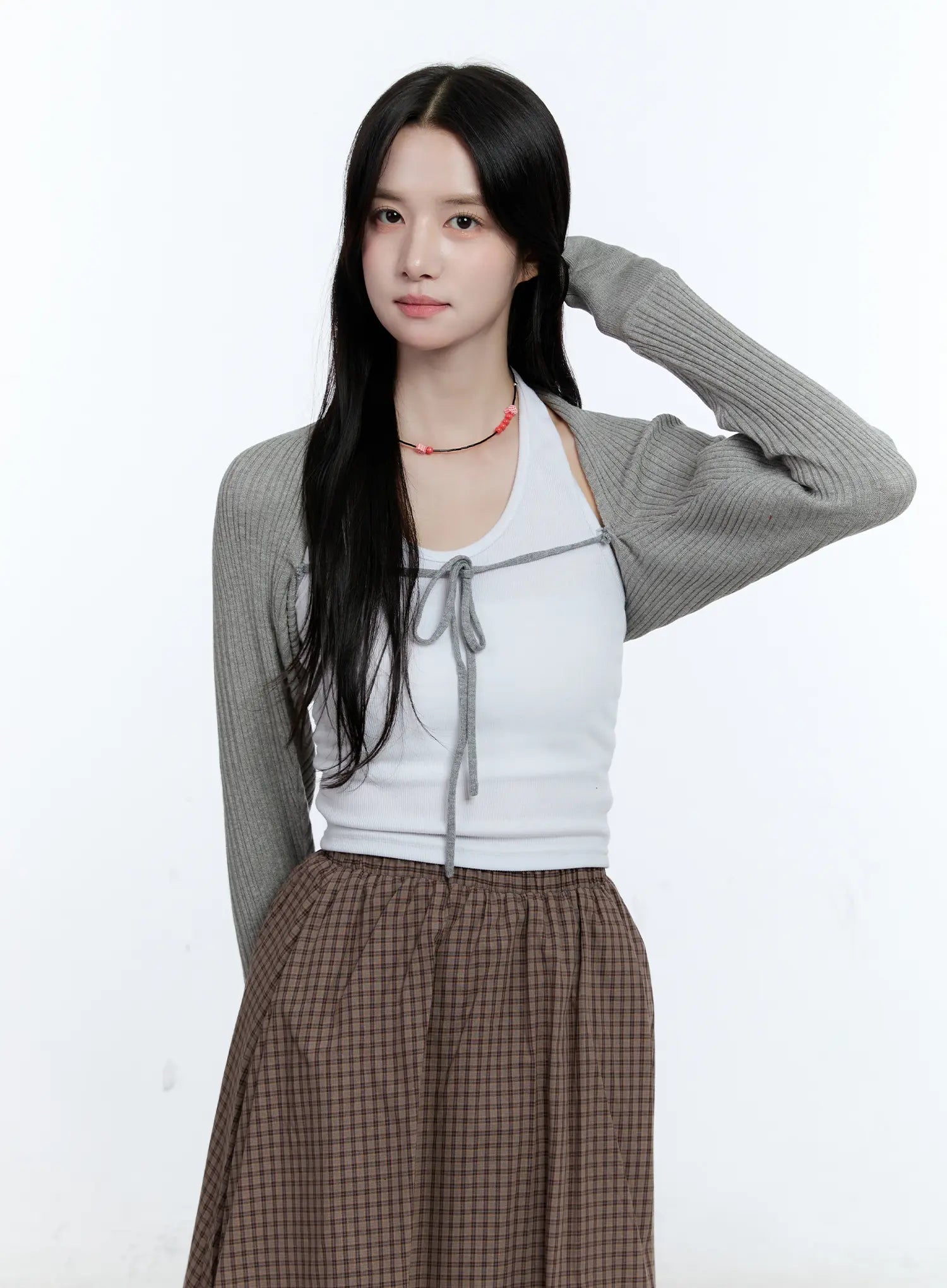 Ribbed Bow-Tie Knit Bolero CG514