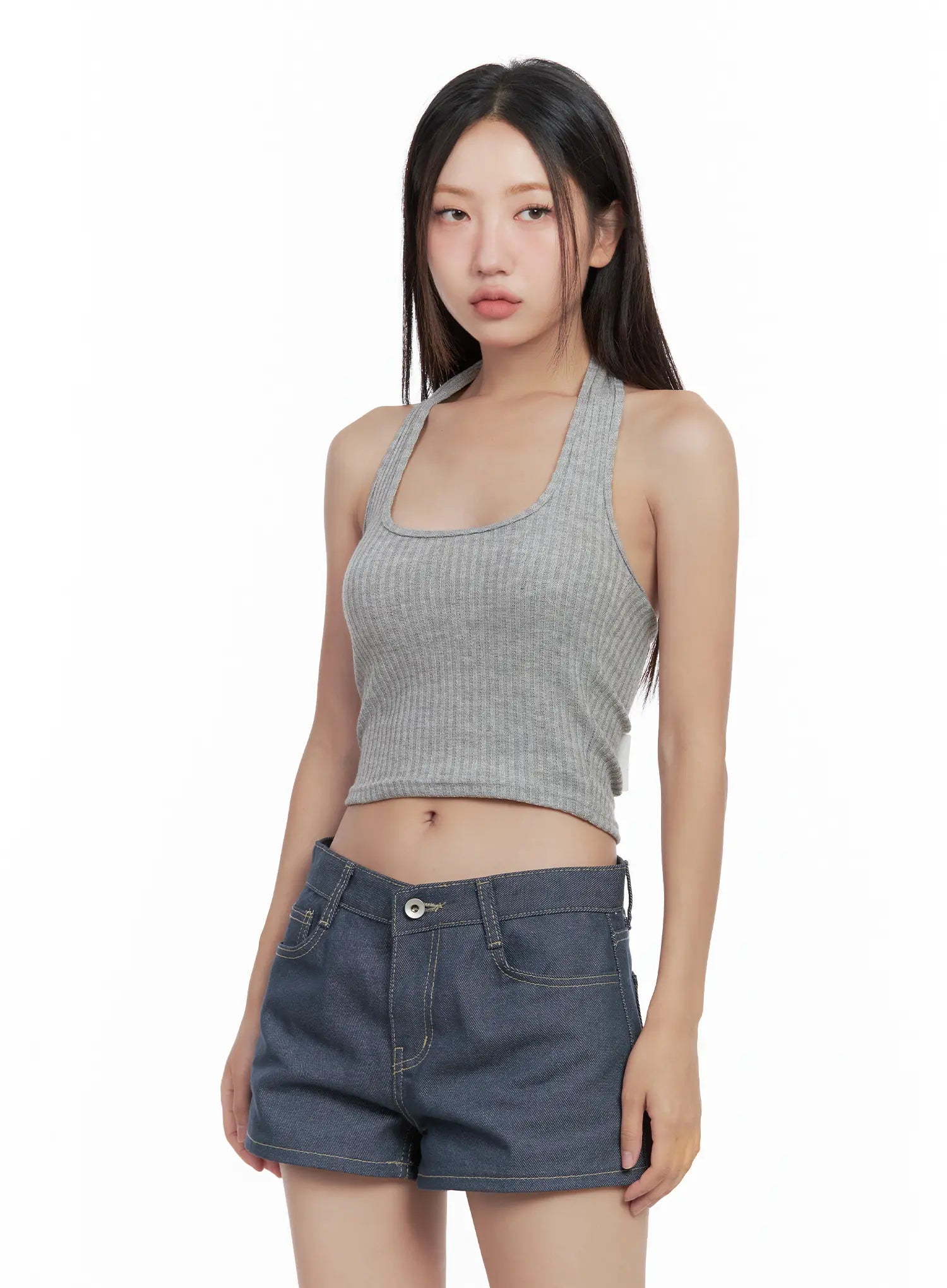 Ribbed Halter Crop Top CL509