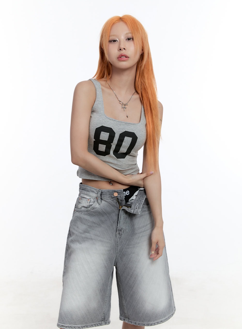 Graphic Square-Neck Tank Top CU502