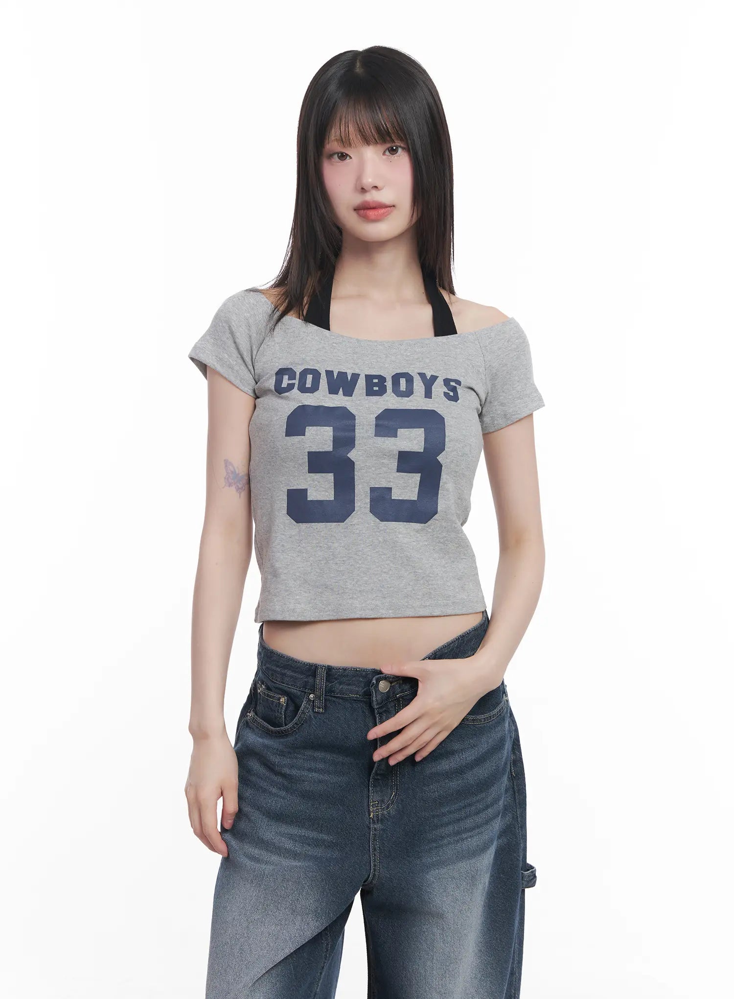 Cowboys Off-Shoulder Crop Tee CU518