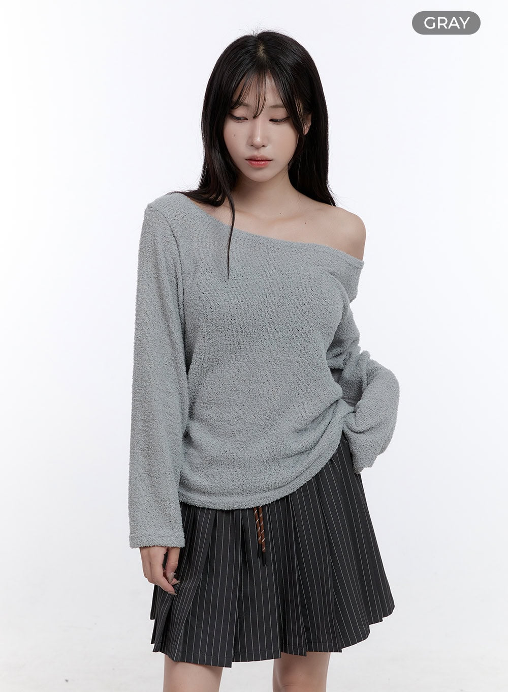 Fuzy Soft Off Shoulder Long Sleeve Top CO418
