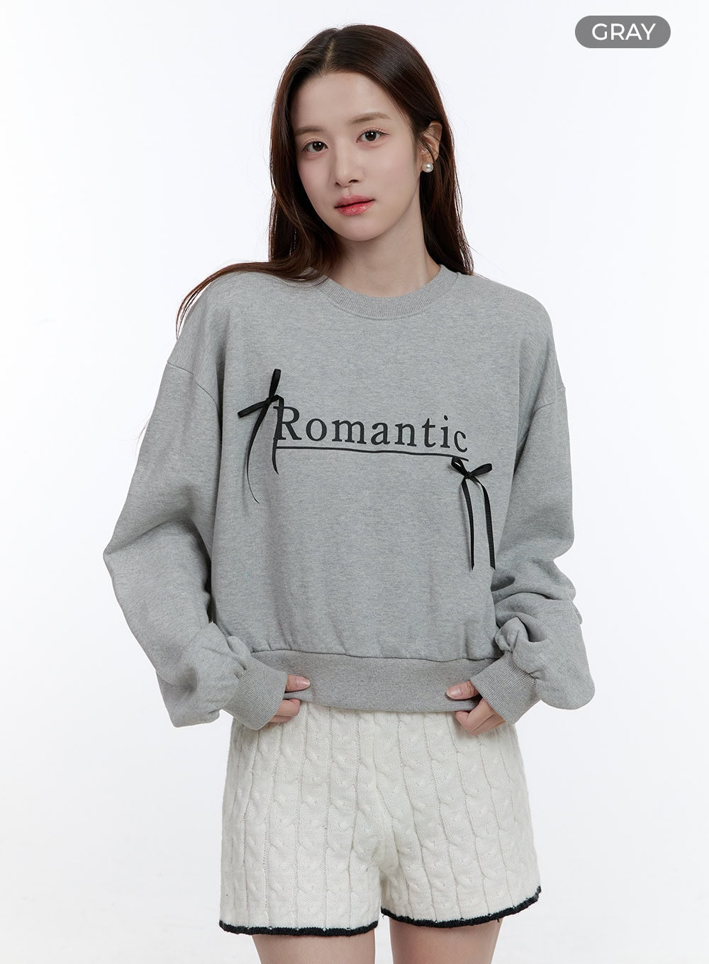 Cozy Ribbon Lettering Sweatshirt OO407