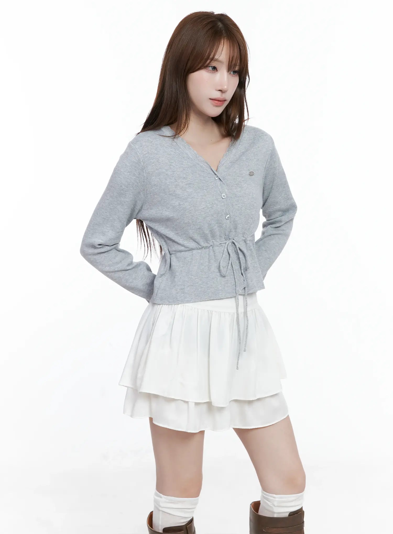 V-Neck Lace Strap Cardigan CS501