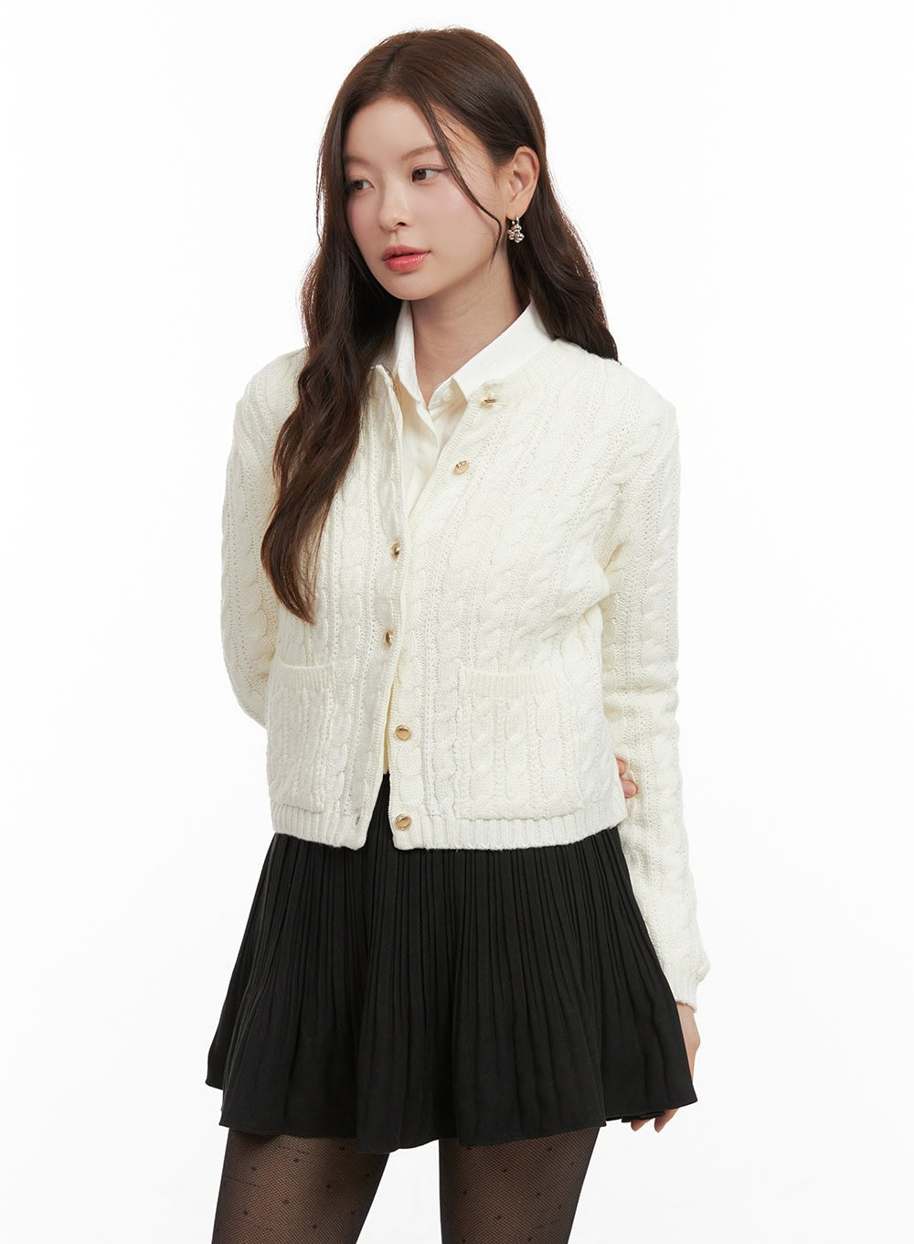 Cozy Cable Knit Buttoned Cardigan OD403