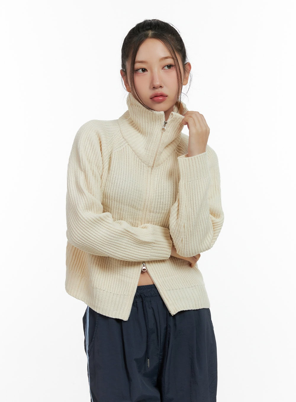 Two-Way Zip Knit Sweater CN412