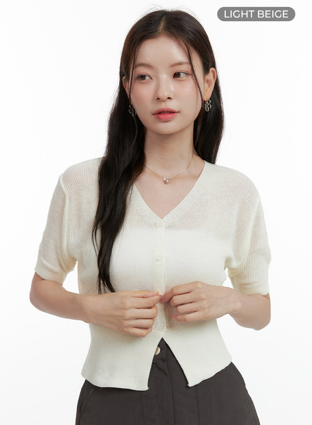 V-Neck Mesh Cardigan OL417