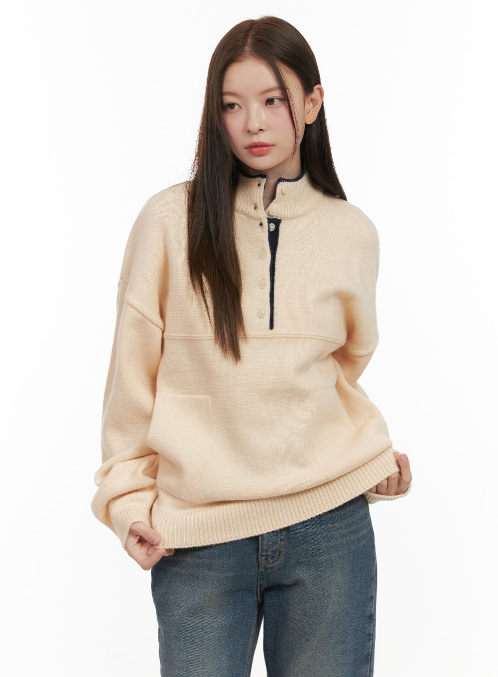 Soft Half Button Sweater OD412