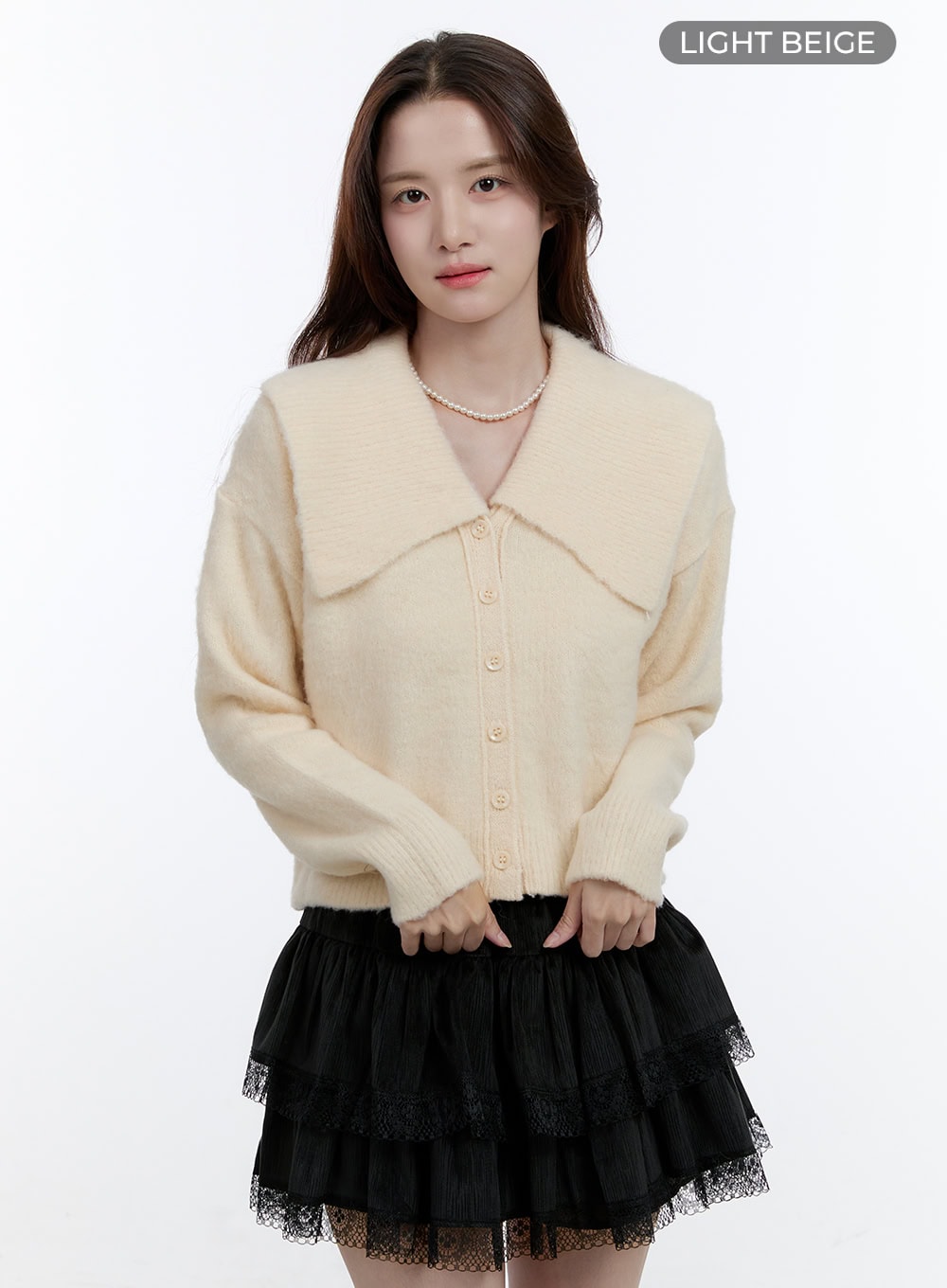 Cozy Collar Big Knit Cardigan OO407