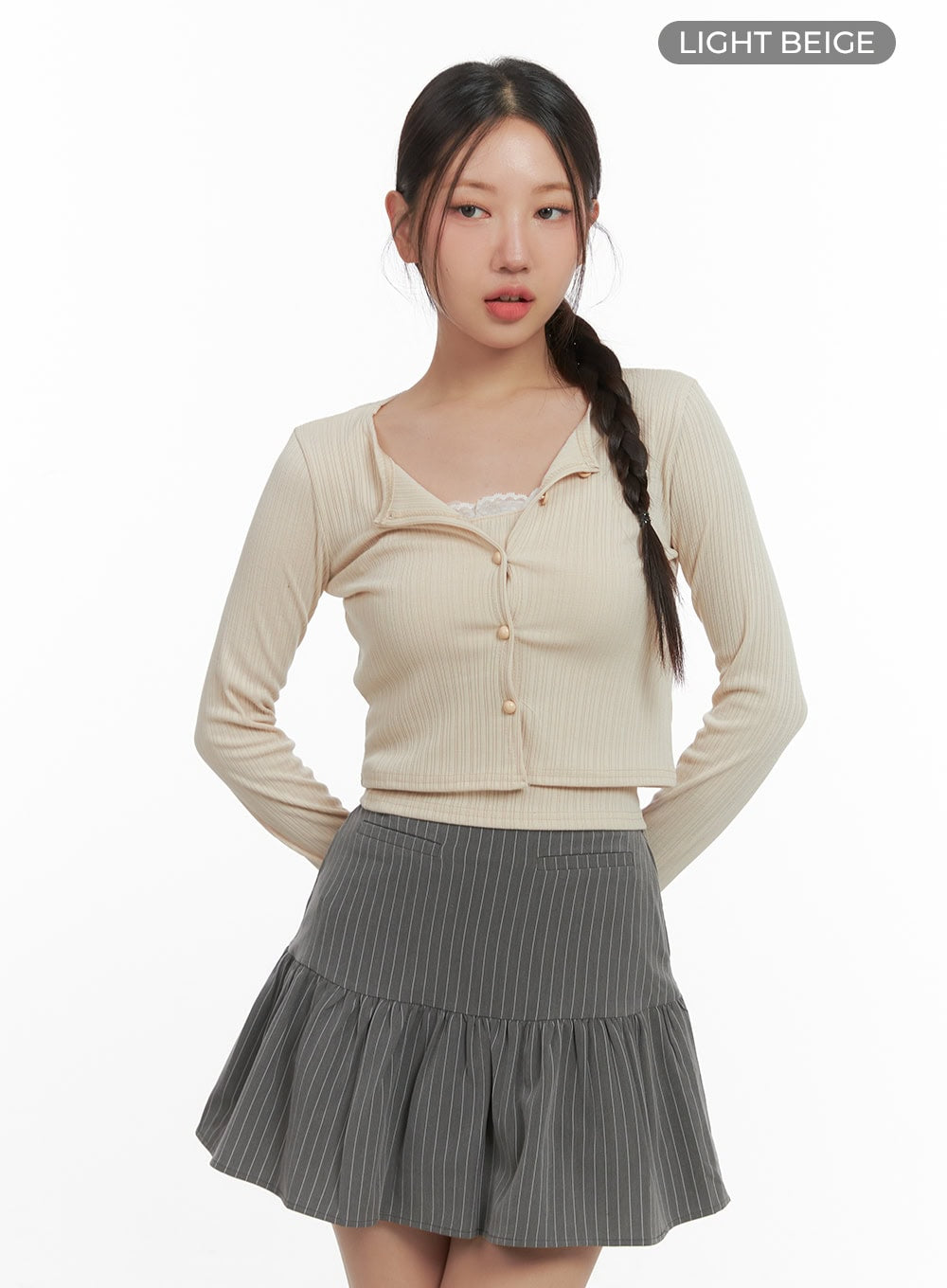 Elegant Lace Trim Crop Cardigan CO402