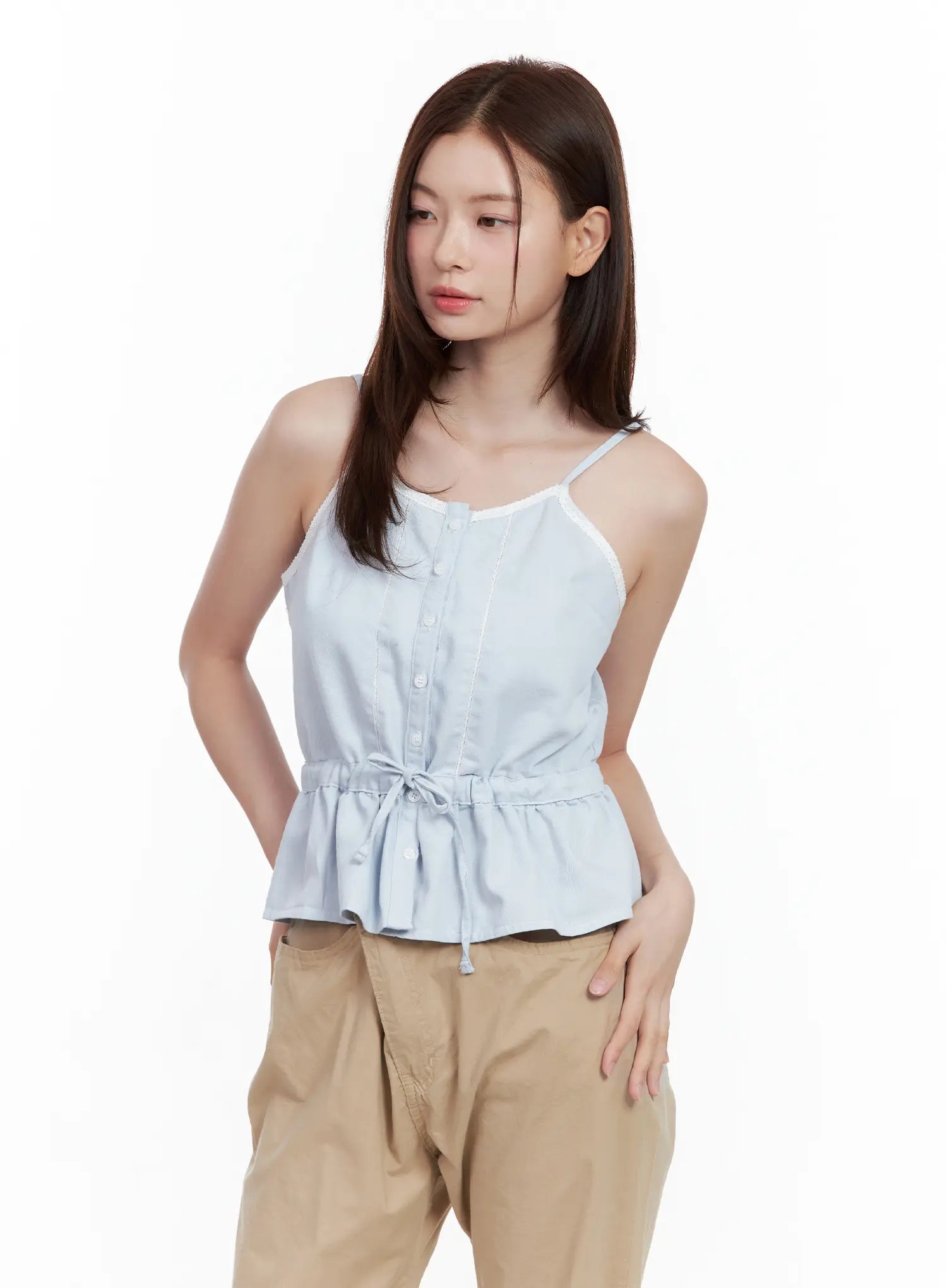 Lace Detail Buttoned Tank CL502