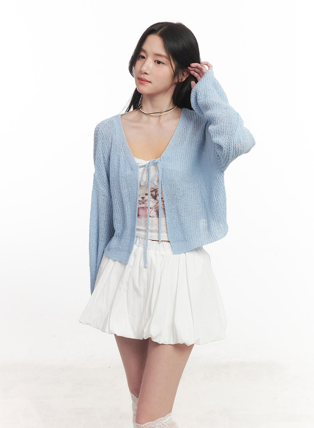 Tie-Up Cropped Cardigan CA510