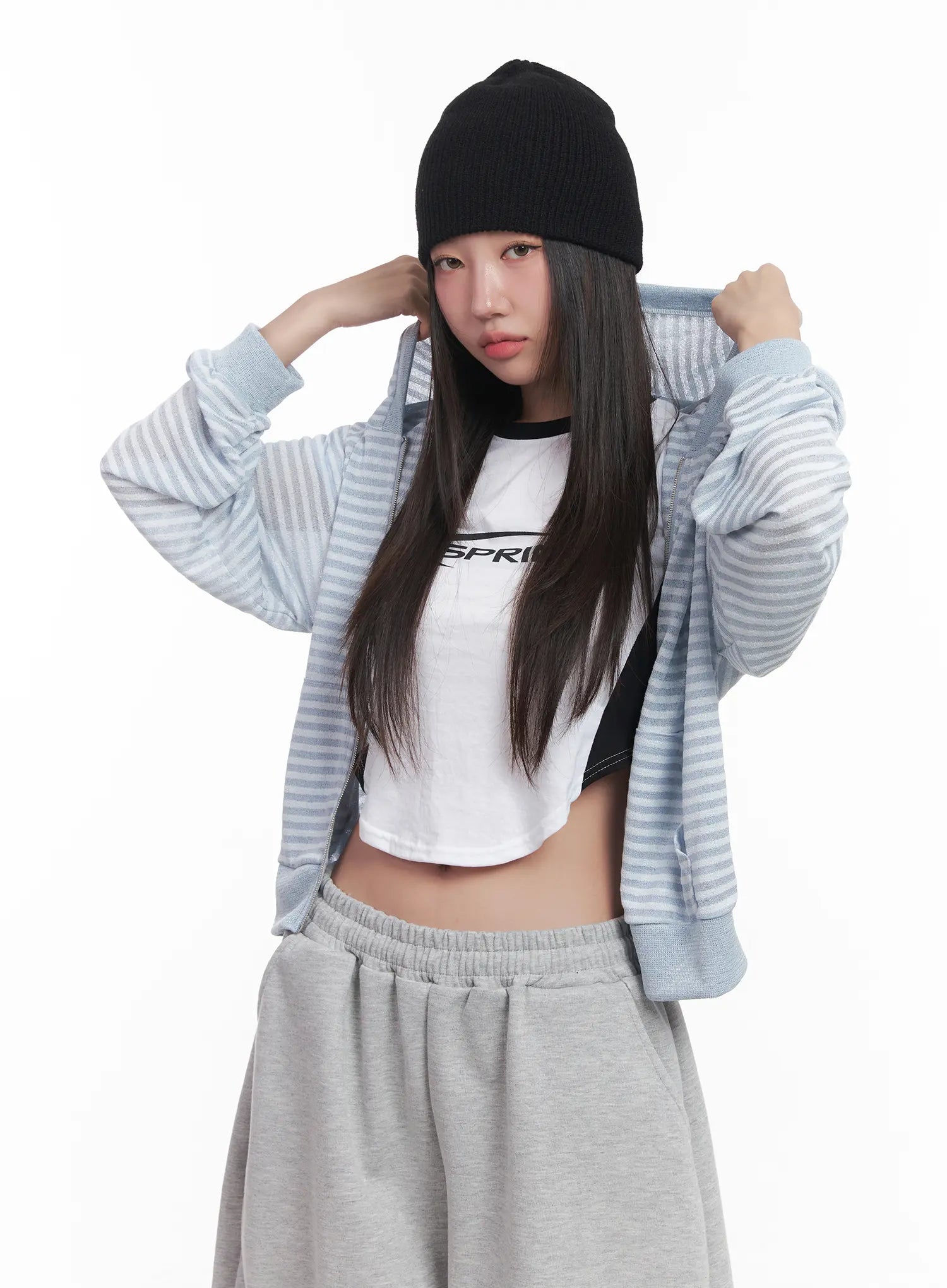 Striped Zip-Up Hoodie CU517