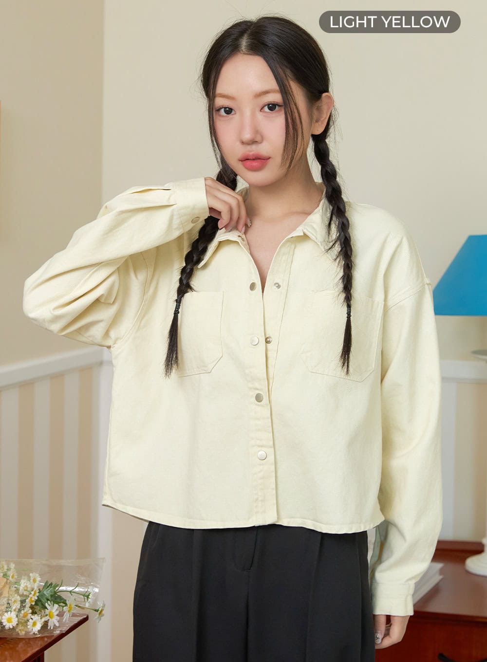 Cotton Collar Crop Jacket OY424