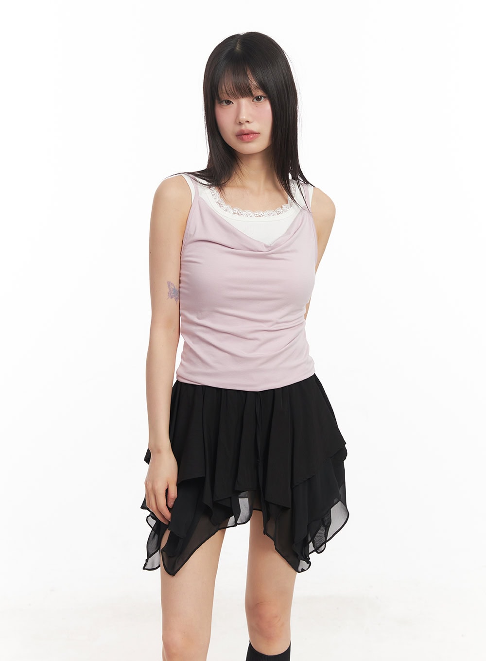 Slim-Fit Layered Lace Tank Top CA523