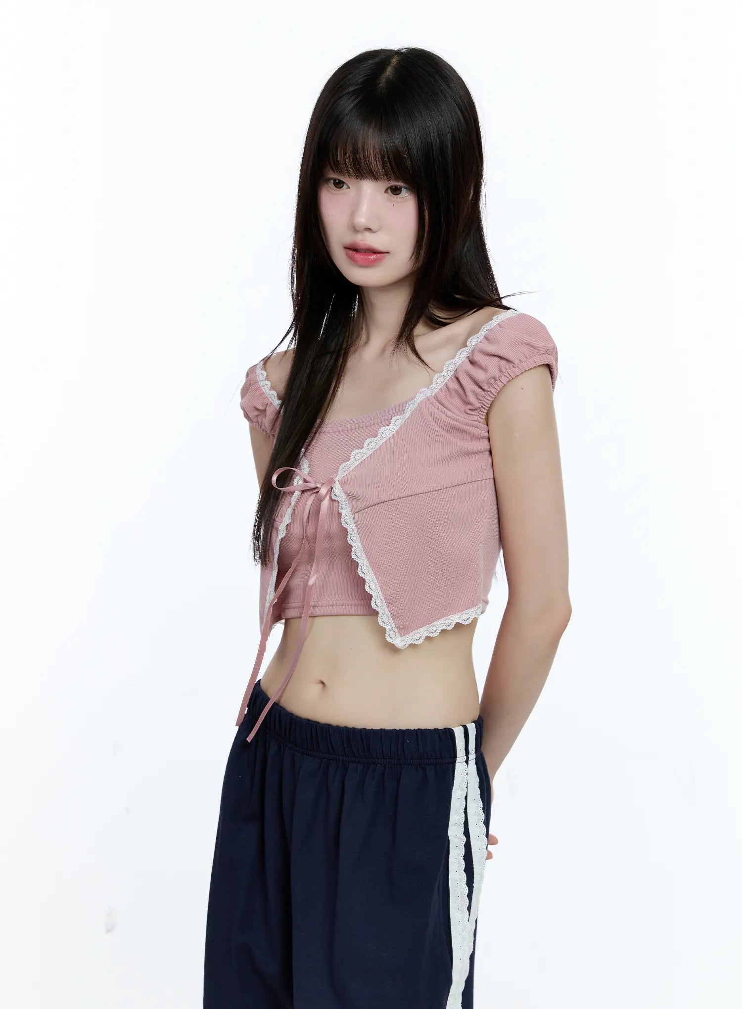 Layered Lace Short-Sleeve Cardigan CG511