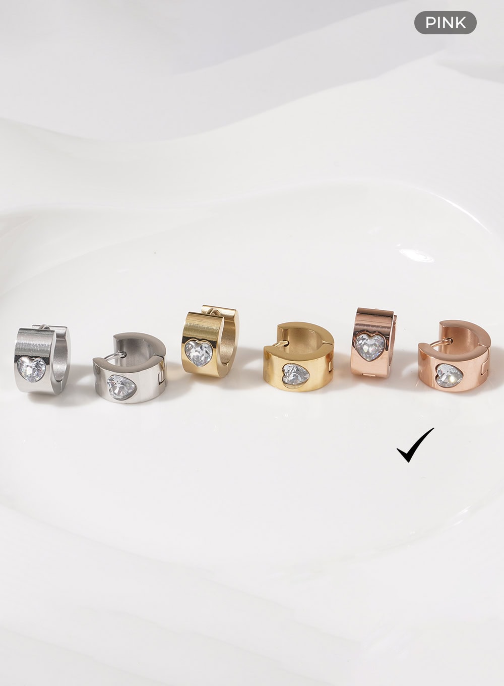 Heart Cubic Ring Earrings IL404