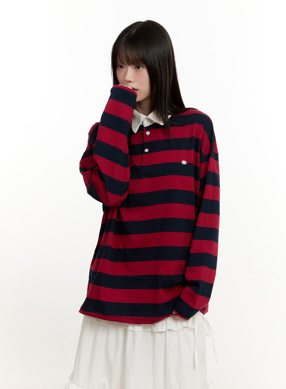 Striped Long Sleeve Polo Shirt CM514