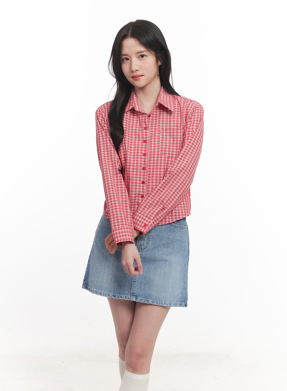 Picnic Checkered Crop Collared Shirt CA511