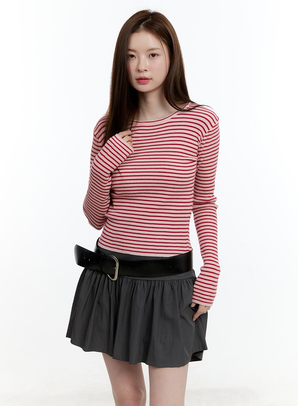 Striped Slim-Fit Long Sleeve Top CM521