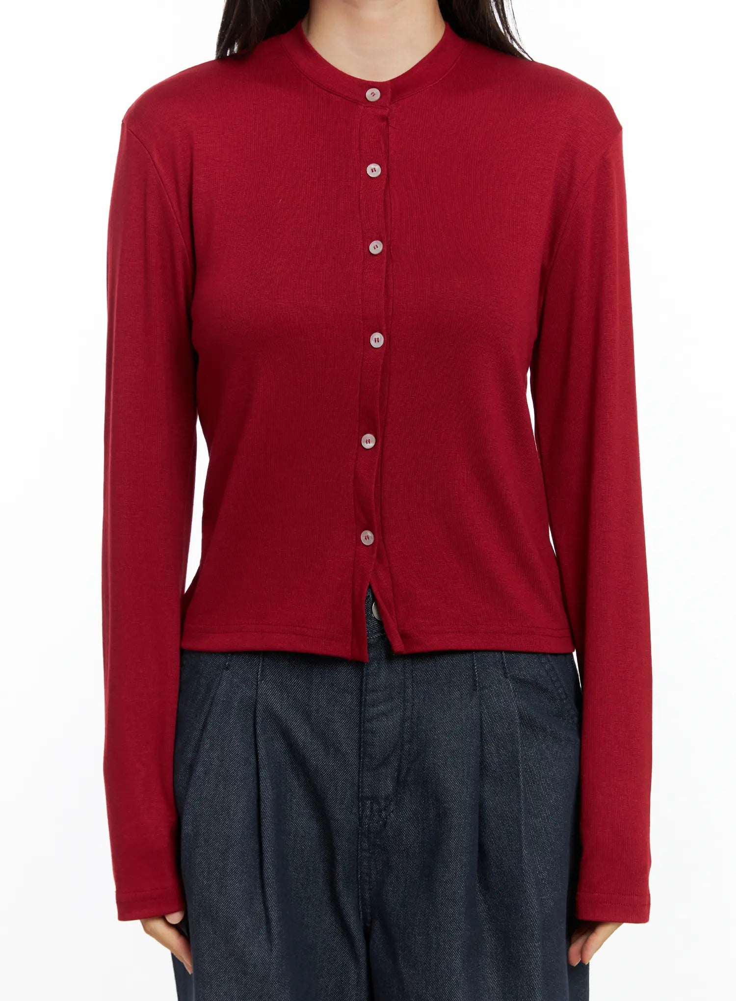 Classic Button-Up Long Sleeve Cardigan CS524