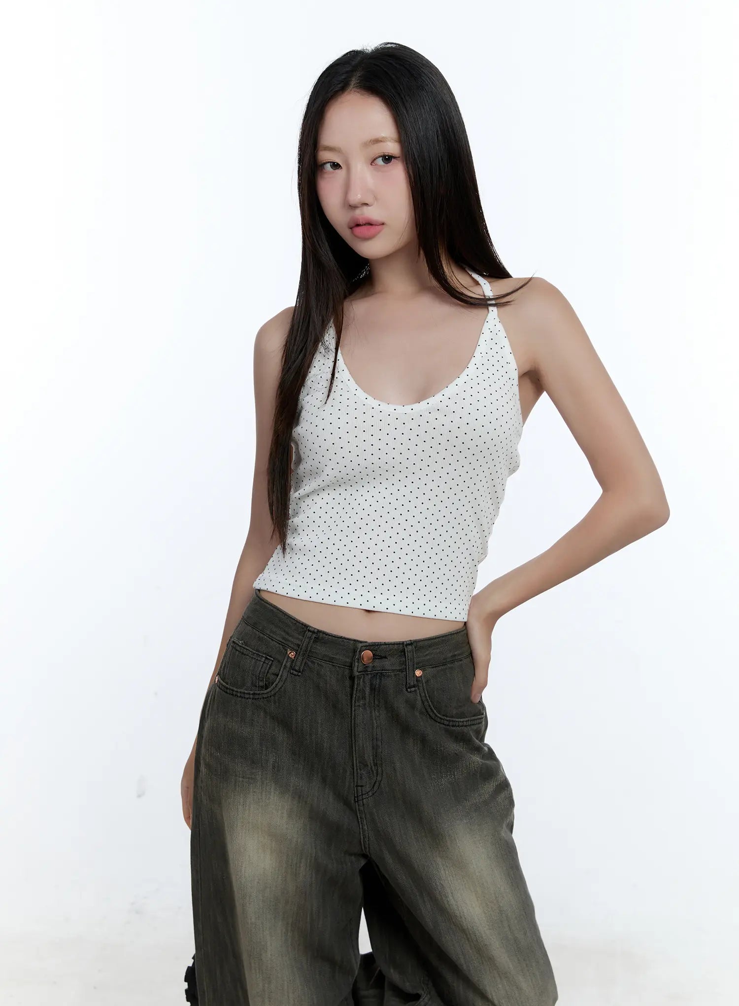 Polka Dot Halter Neck Cami Top CU527