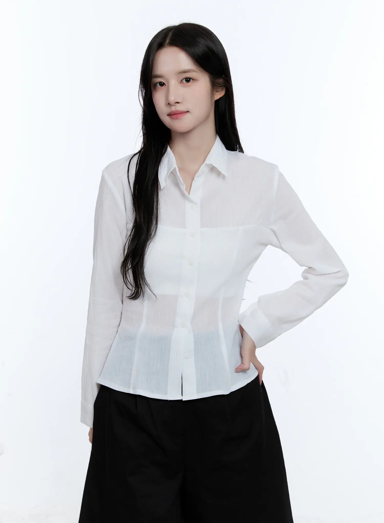 Collared Shirred Blouse CG513