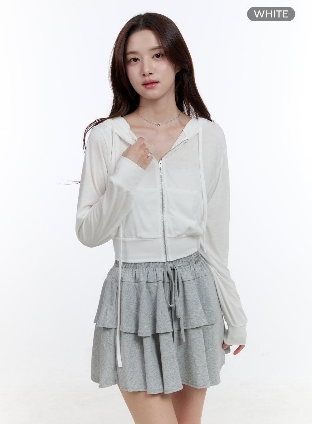 Cropped Zip-Up Hoodie OO407