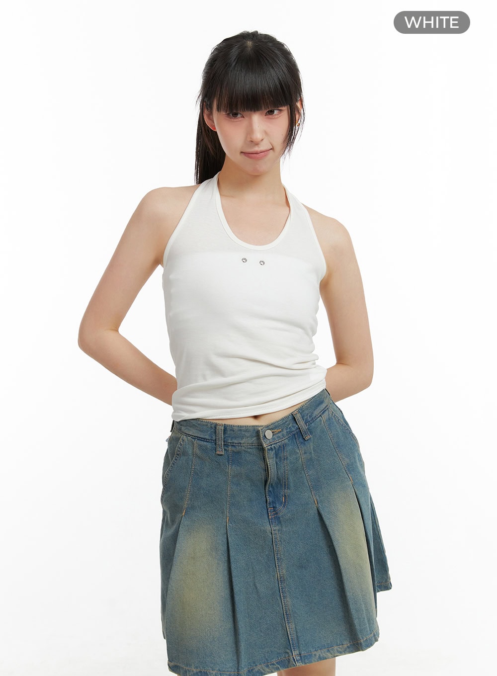 Stud Halter Neck Crop Top CL422