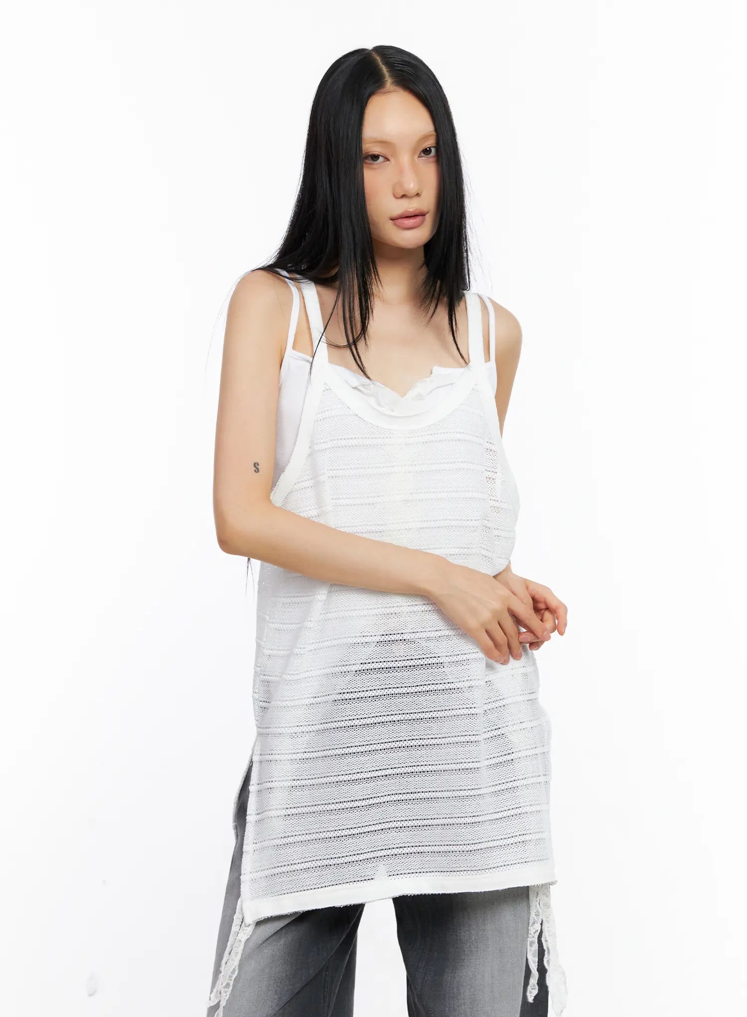Striped Sheer Layered Tank CL529