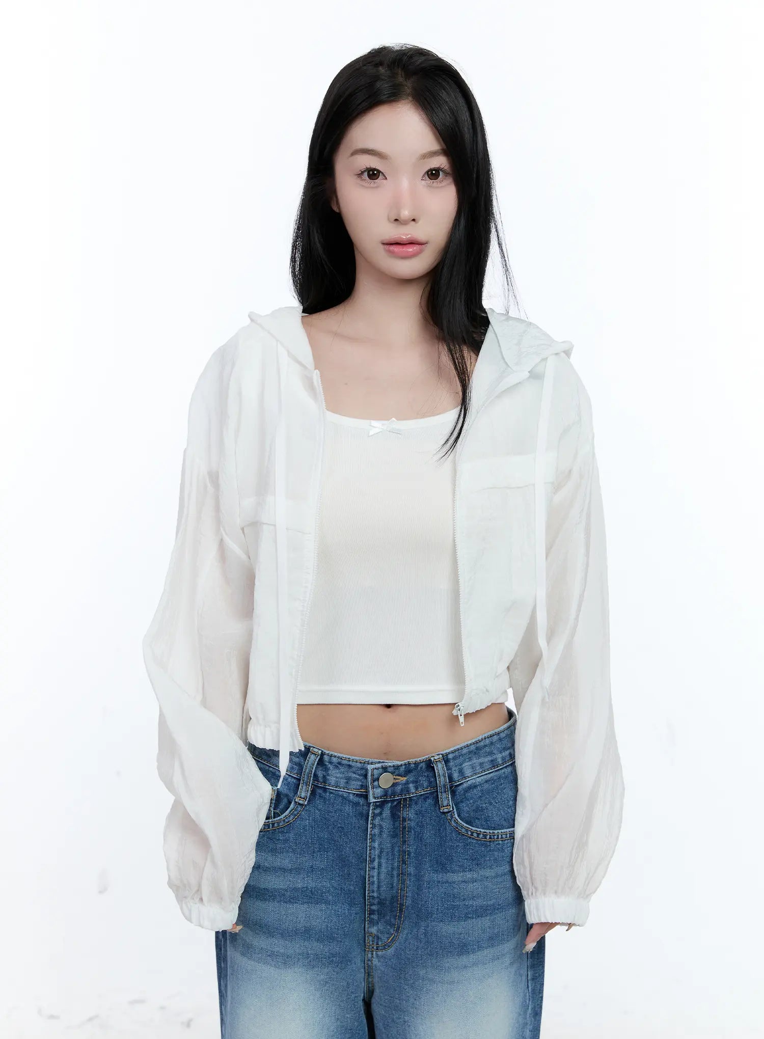 Cropped Zip-Up Windbreaker CL530