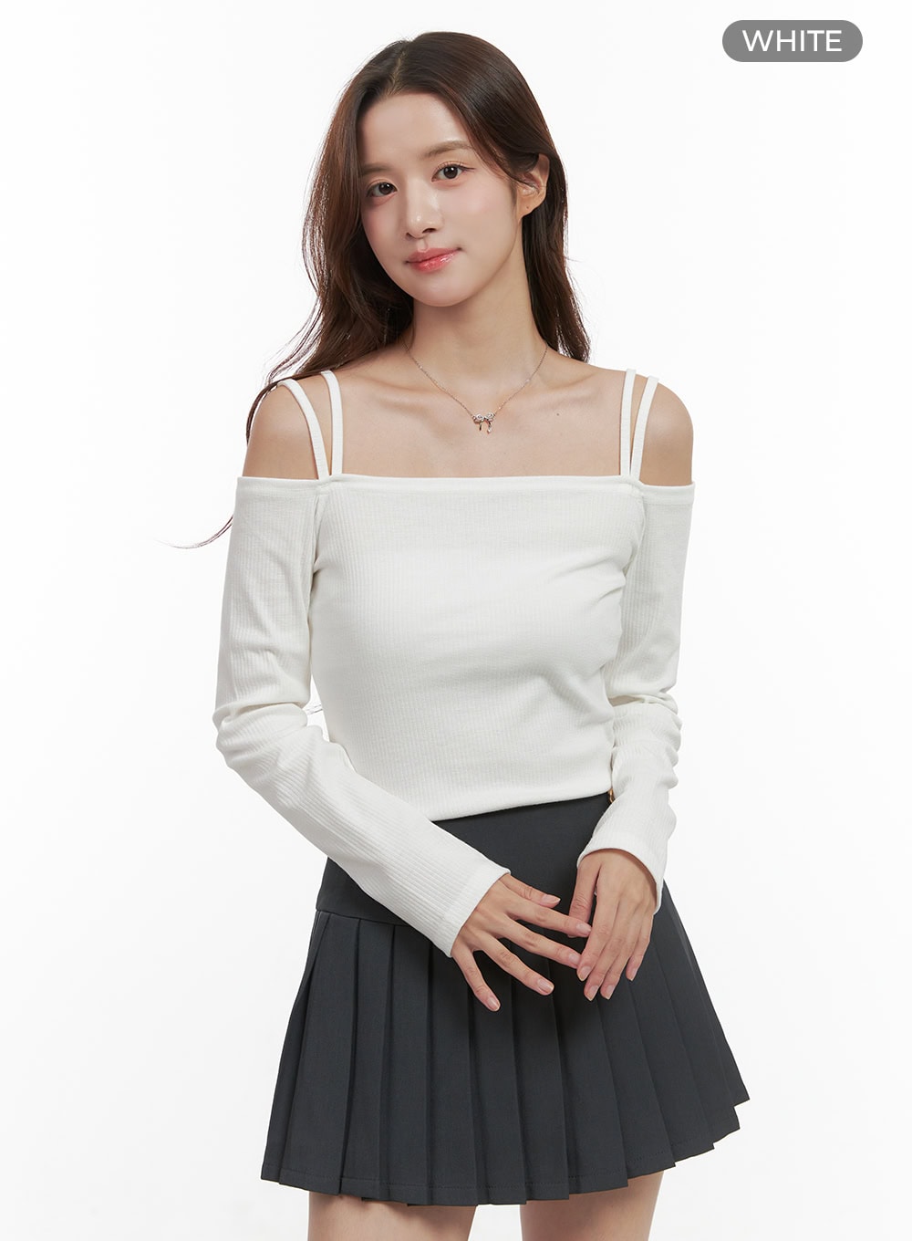 Solid Off-Shoulder Slim-Fit Top OO421